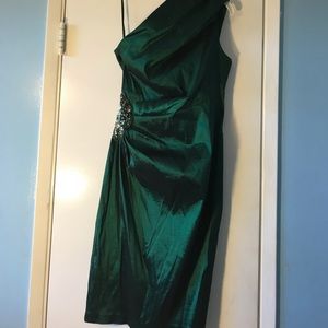 Emerald green one shoulder dress